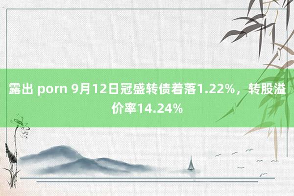 露出 porn 9月12日冠盛转债着落1.22%，转股溢价率14.24%