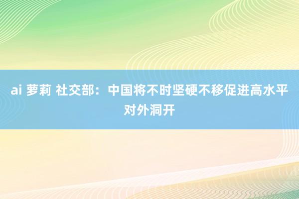 ai 萝莉 社交部：中国将不时坚硬不移促进高水平对外洞开