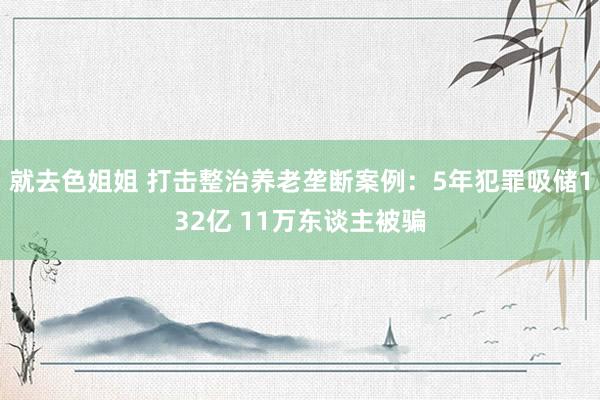 就去色姐姐 打击整治养老垄断案例：5年犯罪吸储132亿 11万东谈主被骗