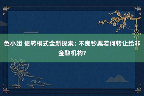 色小姐 债转模式全新探索: 不良钞票若何转让给非金融机构?