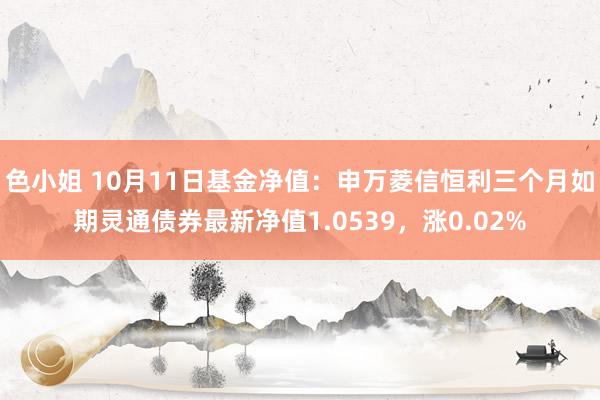 色小姐 10月11日基金净值：申万菱信恒利三个月如期灵通债券最新净值1.0539，涨0.02%