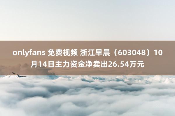 onlyfans 免费视频 浙江早晨（603048）10月14日主力资金净卖出26.54万元