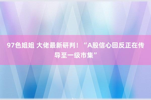 97色姐姐 大佬最新研判！“A股信心回反正在传导至一级市集”