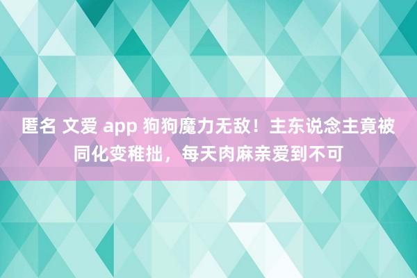 匿名 文爱 app 狗狗魔力无敌！主东说念主竟被同化变稚拙，每天肉麻亲爱到不可