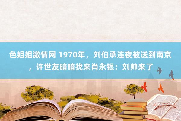 色姐姐激情网 1970年，刘伯承连夜被送到南京，许世友暗暗找来肖永银：刘帅来了