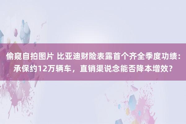 偷窥自拍图片 比亚迪财险表露首个齐全季度功绩：承保约12万辆车，直销渠说念能否降本增效？