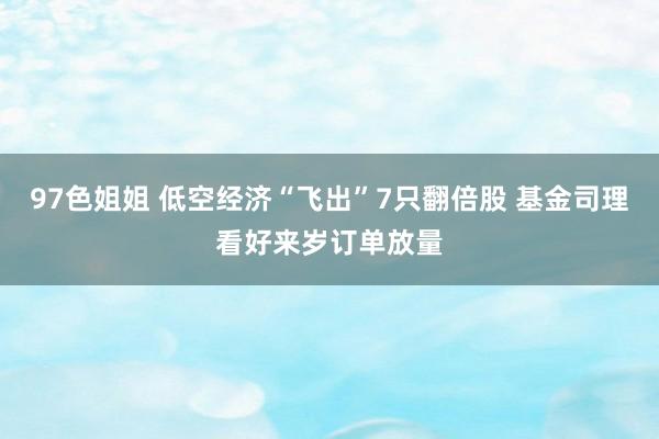 97色姐姐 低空经济“飞出”7只翻倍股 基金司理看好来岁订单放量