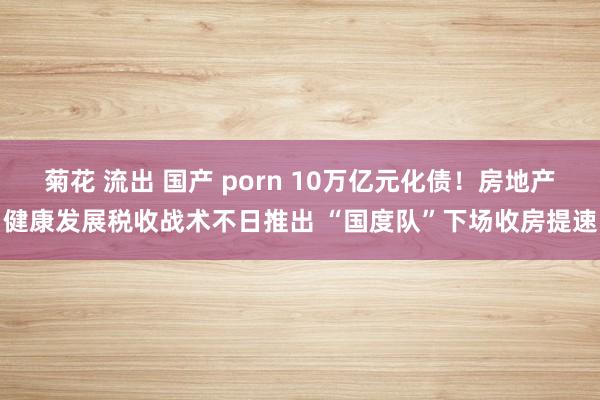 菊花 流出 国产 porn 10万亿元化债！房地产健康发展税收战术不日推出 “国度队”下场收房提速