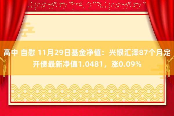 高中 自慰 11月29日基金净值：兴银汇泽87个月定开债最新净值1.0481，涨0.09%