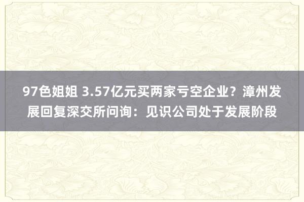 97色姐姐 3.57亿元买两家亏空企业？漳州发展回复深交所问询：见识公司处于发展阶段