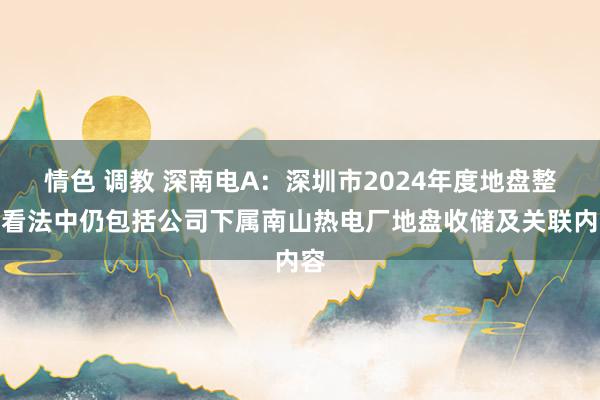 情色 调教 深南电A：深圳市2024年度地盘整备看法中仍包括公司下属南山热电厂地盘收储及关联内容