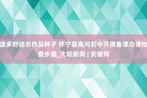 波多野结衣作品种子 怀宁县高河初中开展备课功课检查步履_大皖新闻 | 安徽网