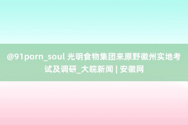 @91porn_soul 光明食物集团来原野徽州实地考试及调研_大皖新闻 | 安徽网