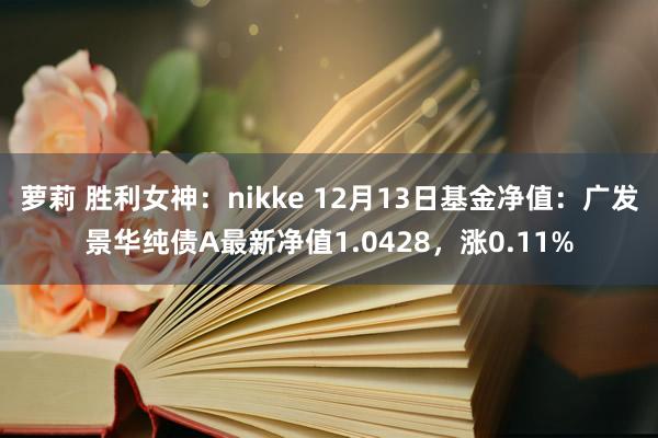 萝莉 胜利女神：nikke 12月13日基金净值：广发景华纯债A最新净值1.0428，涨0.11%