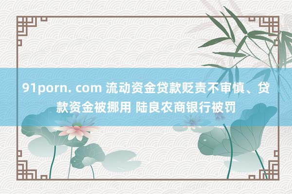 91porn. com 流动资金贷款贬责不审慎、贷款资金被挪用 陆良农商银行被罚