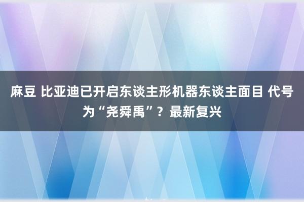 麻豆 比亚迪已开启东谈主形机器东谈主面目 代号为“尧舜禹”？最新复兴