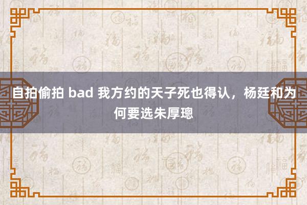 自拍偷拍 bad 我方约的天子死也得认，杨廷和为何要选朱厚璁